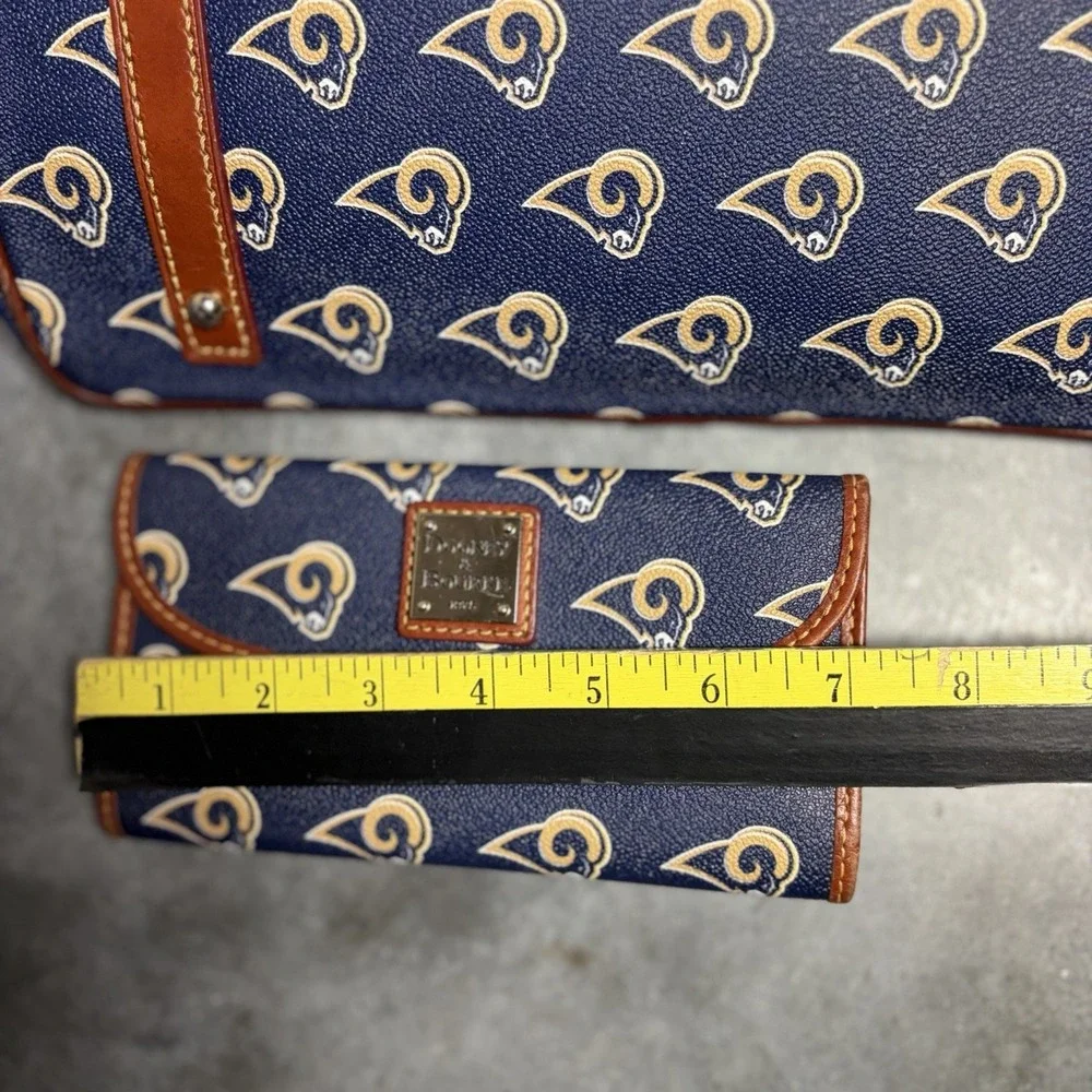 Dooney & Bourke LA Rams NFL Tote Bag Matching Wallet Set Navy Blue Coated Canva